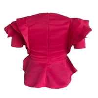 GRIANLOOK WOOD modni kratki rukav Tee Plain ruffle majica Loungewear Solid Boja Ljetni vrhovi