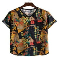 Niuer Muška labava Fit Graphic Print Pulover Moda Boho bluza Havajski stil Ljetni cvjetni povremeni