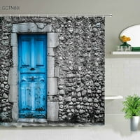 3D evropski ruralni grad ulica krajolik zastolje za tuširanje postavljeno retrogradnja Dekoracija kupaonice