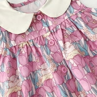 Dječji djeci Dječji djevojčice Ljeto Ležerne prilike ružičaste tiskane haljine za haljinu za princezu
