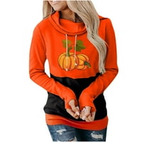 Halloween Hoodie za žene bundeve otisnute dugih rukava casual pulover vrhove Crewneck nacrtač labav