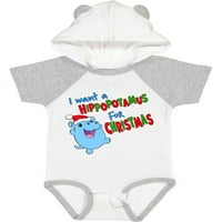 Inktastic Želim hipopotamus za božićni slatki punjeni hippo poklon dječji dječak ili dječji dječji bodysuit