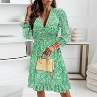 Sunkes za ženske prodajne klirence modne žene Ljetni casual V-izrez Friralni print rukav s labavim haljinama