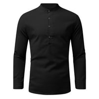 Elaililye Fashion Božićni muški košulje Henley Solid Print majica Casual gumba Dugi rukava Bluza
