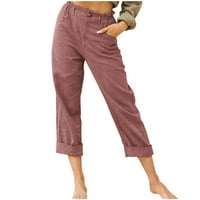 Hlače za žene Dressy Ležerne prilike elastična posteljina sa džepom pantalone za žene