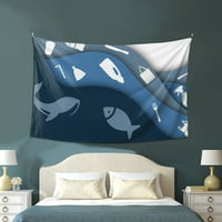 Smiješna tapiserija za spavaću sobu estetika, morski okruženje uzorak zidne tapise za dnevni boravak