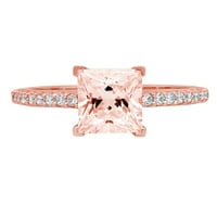 1.66ct Princess rez ružičasti simulirani dijamant 14K 14K ruže Gold Gold Angažman prsten veličine 10.5