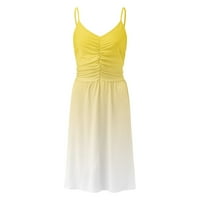 Clearsance Ljetne haljine za žene Duljina koljena Dužina bez rukava Sunčana haljina čvrstog dnevno V-izrez