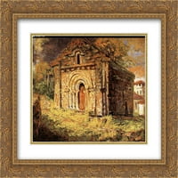 Grant Wood Matted Gold Ornate uramljeno umjetnosti 'The Little Chapel Chancelade'