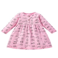 Bomotoo Toddler Party haljina dugih rukava haljina za posade sa džepovima Jesenja ružičasta 7t