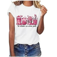 Ženski suncokretovo slovo Grafički kratki rukav Tees ružičasta vrpca Svjesnost s dojkom Summe Summer