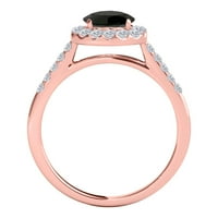 Mauli dragulji za angažman za žene 1. Carat Halo okrugli crni dijamant sa bijelim dijamantima ženskim
