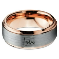 Volfram Ljubavna tipografija Pisanje prstena za prsten za muškarce Žene Udobne fit crna kupola četkano