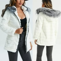 Jakna s kapuljačom za žene, modne ženske ležerne plišane plišane tople jakne sa zatvaračem za kaput