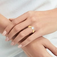 Okrugli prsten za angažman moissine za žene za žene, vjenčani bend 18k žuti pozlaćeni, obećavaju vjenčani