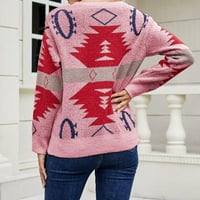Jesen Zimske grafičke džempere za žene dugih rukava okrugli vrat Ležerne prilike TUNIC KLIT TOP PUROVER
