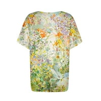Plus veličine za žene ženski V-izrez kratki rukav cvjetni dame bluze casual majice za žene zelene 4xl
