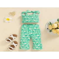 Eyicmarn dojenčad devojke tenkovi + hlače, cvjetni ispis elastični struk slatko stil ljetna odjeća