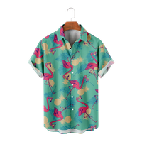 Slobodno vrijeme Flamingos Odštampana majica Men Ljeto plaža Kratki rukav Ležerna havajska majica, E-150