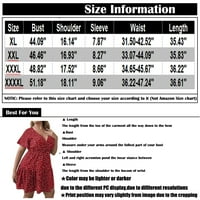 Clearsance Ljetne haljine za žene tiskane mini a-line kratkih rukava vruća prodaja V-izrez haljina crvena