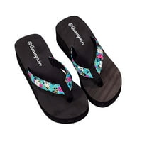 Amlbb Ženske sandale Ženske ljetne cvjetne flip-flopsed klinaste pete platform flip flops cipele na