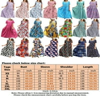 Beiwei Dame Long Haljine cvjetne tiskane maxi haljine kratki rukav zarez tunike Žene Crew vrat seksi