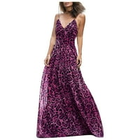 Ženska haljina plus veličina ženska seksi modna leoparda Print V-izrez Halter temperamentni klirens vrući ružičasti xl