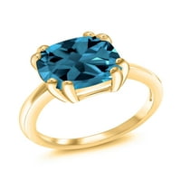 Gem Stone King 18K žuti pozlaćeni srebrni London Blue Topaz prsten za žene