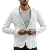 Rukovanje mješavina odijela Slim dugačke muške moćne posteljine čvrste džepne jakne Muški kaputi i jakne