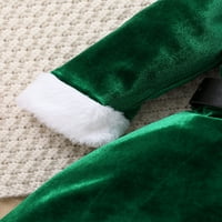 Bebiullo Little Toddler Baby Girgin Božićne odjeće Velvet Dugih rukava Haljina princeza Tutu Suknja Haljina i šešir Xmas Odjeća zelena
