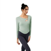 Velocity ženske joge dugih rukava sa bojom za prsa u šuplju uska košulja za ležernu košulju