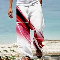 Virmaxy Wide nogu hlače za muškarce Modni ispisani elastični struk teretni pantalone Kućne casual labave