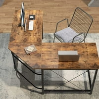 Sogespowemer Drveni kut u obliku ordinacije L-u obliku stola, kompjuterski kućni stol dugačak stol kućni