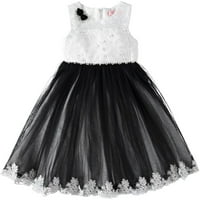 Cyndelee Girls 4 - bez rukava saželjeni cvjetni biserni haljina za zabavu na accent za vjenčanje, crno