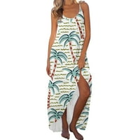 Hanzidakd Ljetne haljine za žene Žene Ljeto Ležerne prilike sa škap plaža Duga haljina Kokosovo drvo