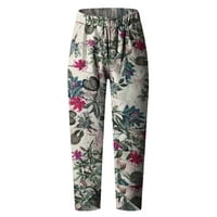 Huaai Capri pantalone za žene ženske pamučne platnene pantalone labave hlače za noge elastične struine