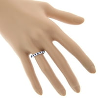 Dame Channel set Princess Cut Sapphire i prirodni dijamantni prsten 14k