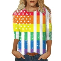 Bluze sksloeeeeeee za žene plus veličine Dressy casual vrhovi Američka zastava tiskani rukavi bluze