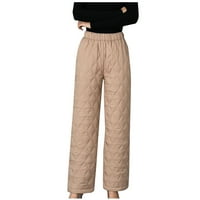 Ženska termalna pantalona quild gant elastična struka gležnjana hlače čvrste ravne hlače široke pantalone