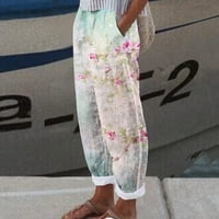 Oieyuz ženske hlače Ležerne prilike sa labavim cvjetnim ispisanim salonim hlačama ravno hlače sa džepovima