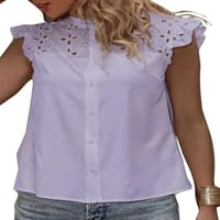 Glookwis dame gumb dolje majice Baggy bluza obični elegantni vrhovi čvrste boje mreža šuplje tunika