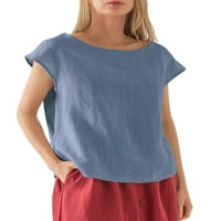 Bomotoo ženska majica sa čvrstim bojama majica kratki rukav Ljetni vrhovi labav tee radne pulover plavi