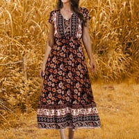 Ženska haljina s kratkim rukavima Proljeće Ljeto Novo tiska duga suknja Boho Style Fall haljine Petite,
