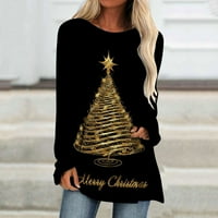Božićne majice za žene koje treba nositi sa gamašima Trendy Holiday Sparkly Xmas Tree uzorak Grafički