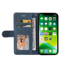 Slučaj za iPhone Mini kožni novčanik za knjige Flip Folio Stalak za prikaz poklopca - plava