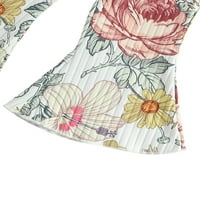 Ljetna odjeća Liacowi Djevojke ljetna odjeća cvjetna rebrasta gornja sprata + zvono donje hlače