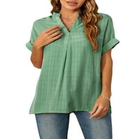 Biekopu Ženske majice kratkih rukava Solidna boja Ispisana ljetna V-izrez Labavi Ležerne prilike Bluze