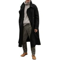 PXIAKGY kaputi za muškarce Muška zimska modna čvrsta boja Produljena kancelarijska jakna rever Splice