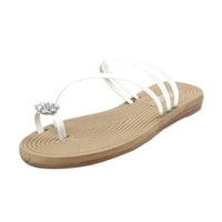 Sandale Žene Flops Flat Kožna modna Rhinestone Ljetni boemski preklopljeni Flip Casual 'Flip flops cipele