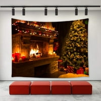 Cadecor Božićni kamin tapiserija, božićna noć noćni kamin stablo uzorak zidnog zida zidni zid viseći